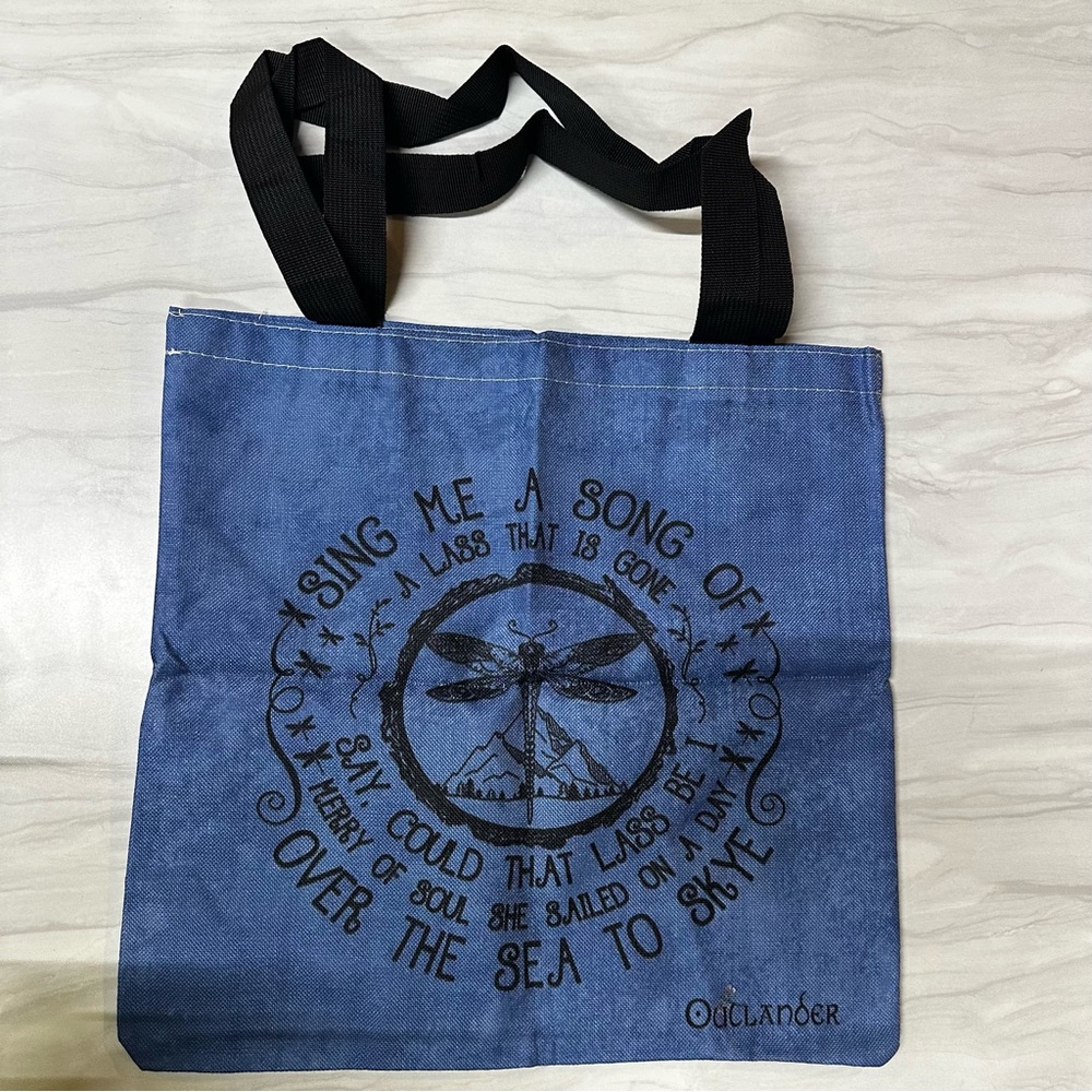 Sing Me a Song of a Lass That is Gone Blue Tote Black Straps Gift